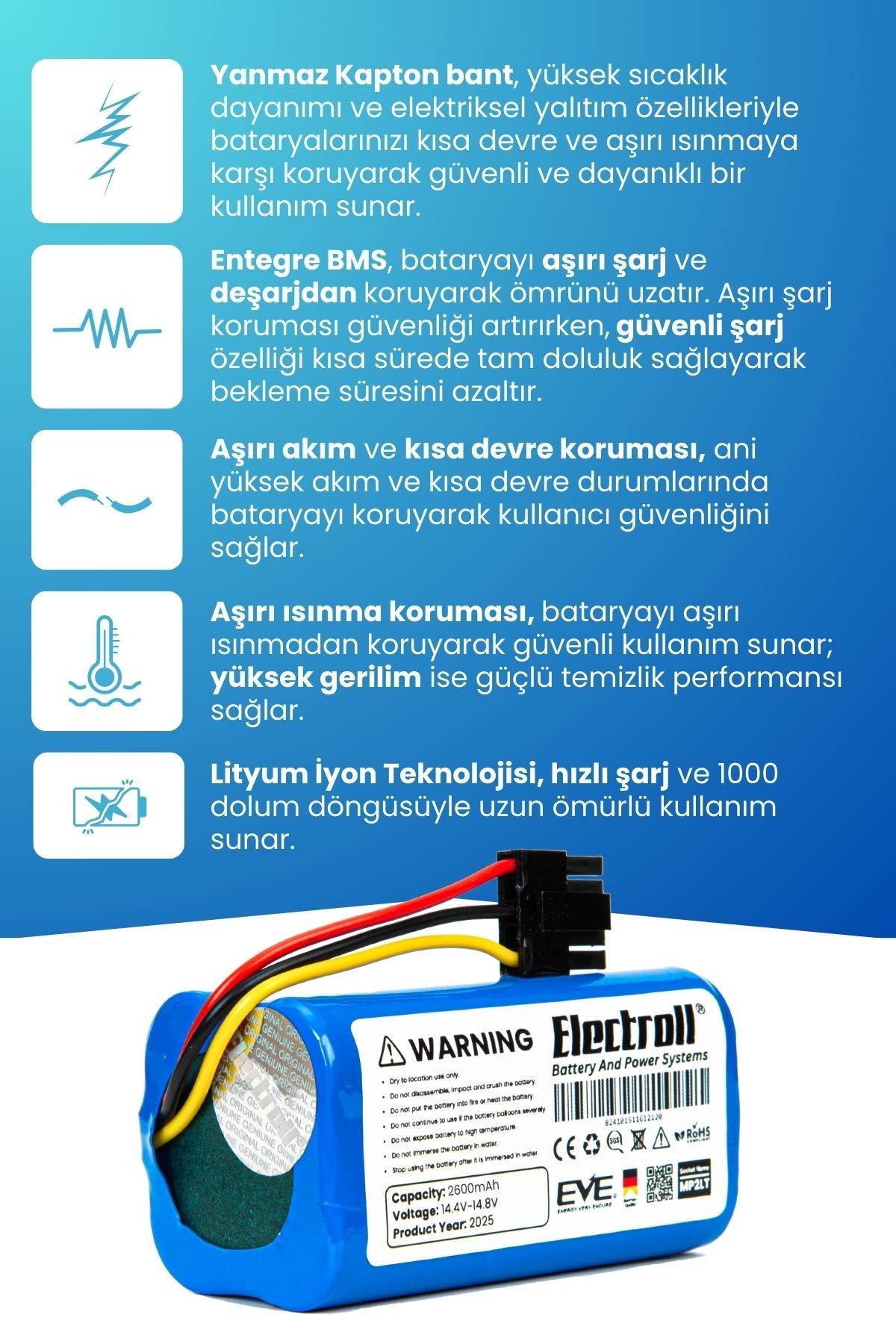 Xiaomi Mop 2 Lite Uyumlu Batarya (ORJİNAL KAPASİTE) 2600mah Pil Robot Süpürge Batarya Değişimi