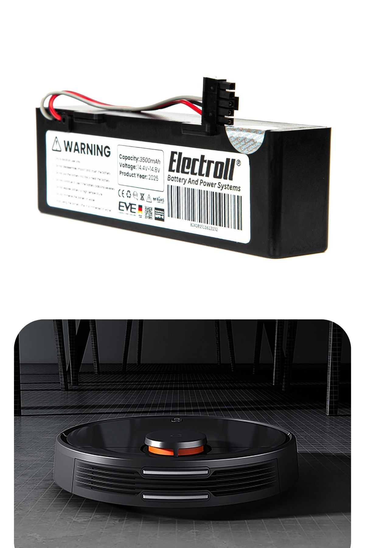 Xiaomi Mi Robot Vacuum Mijia Uyumlu Batarya (ULTRA YÜKSEK KAPASİTE) 3500mah Kutulu Stytj01zhm Robot