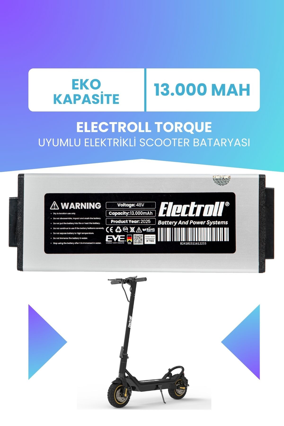 Torque 48v 13ah (EKO KAPASİTE) Elektrikli Scooter Bataryası