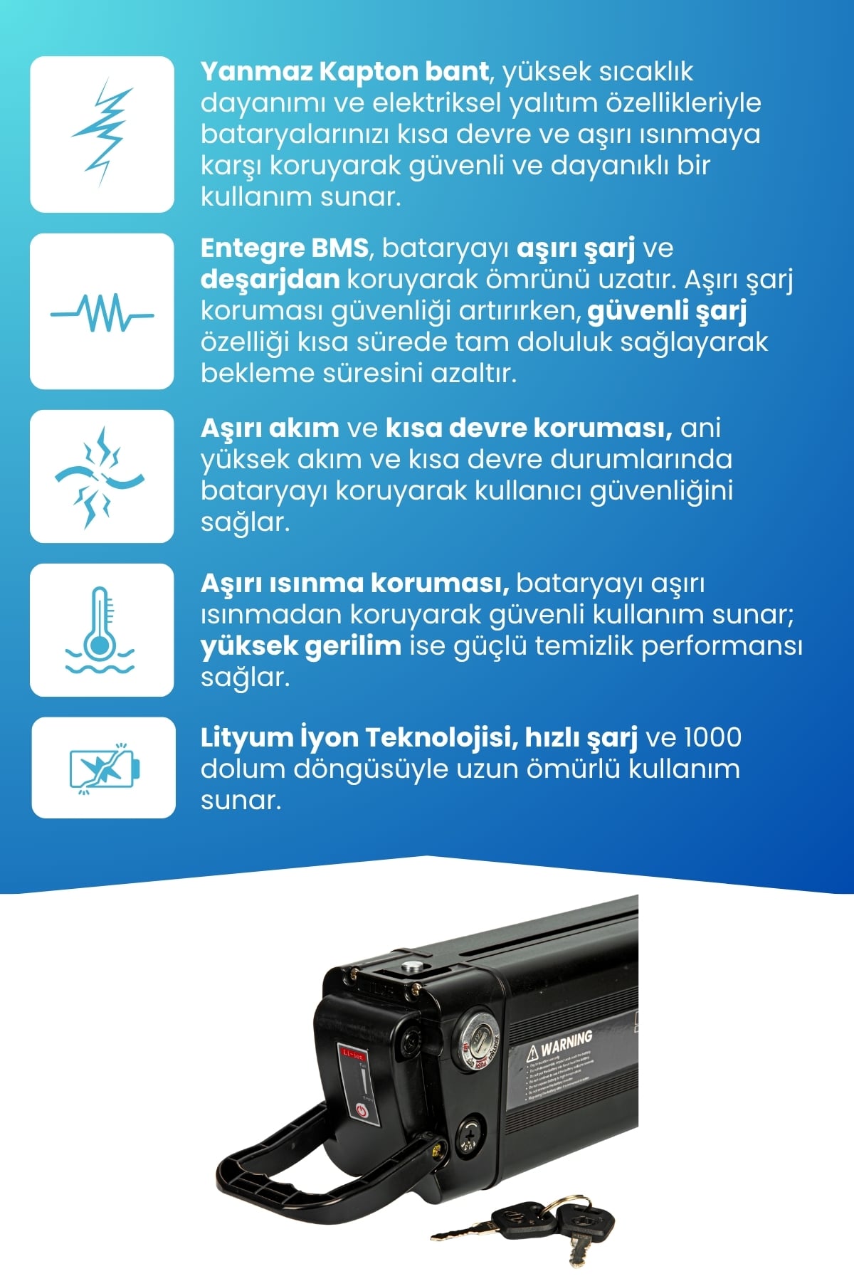 Volta Vb3 Uyumlu Güçlendirilmiş Elektrikli Bisiklet Bataryası