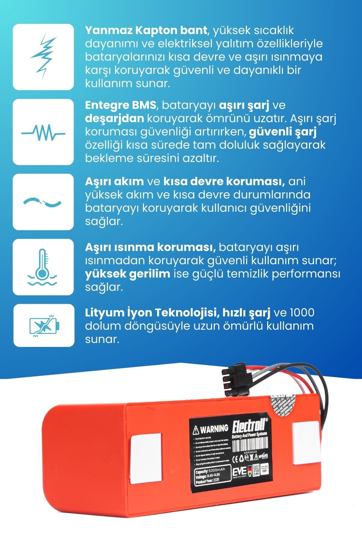 ROBOROCK SAROS Z70 Uyumlu Batarya (Orjinal Kapasite) 5200MAH Pil Robot Süpürge Batarya Değişimi