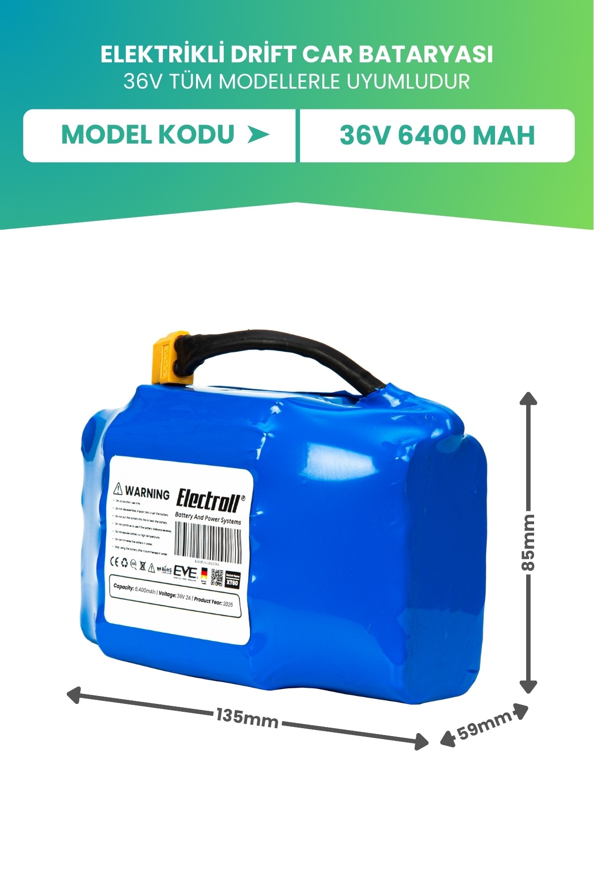 Drift Car Bataryası 36v 6.400mah (ULTRA YÜKSEK KAPASİTE) Güçlendirilmiş Batarya