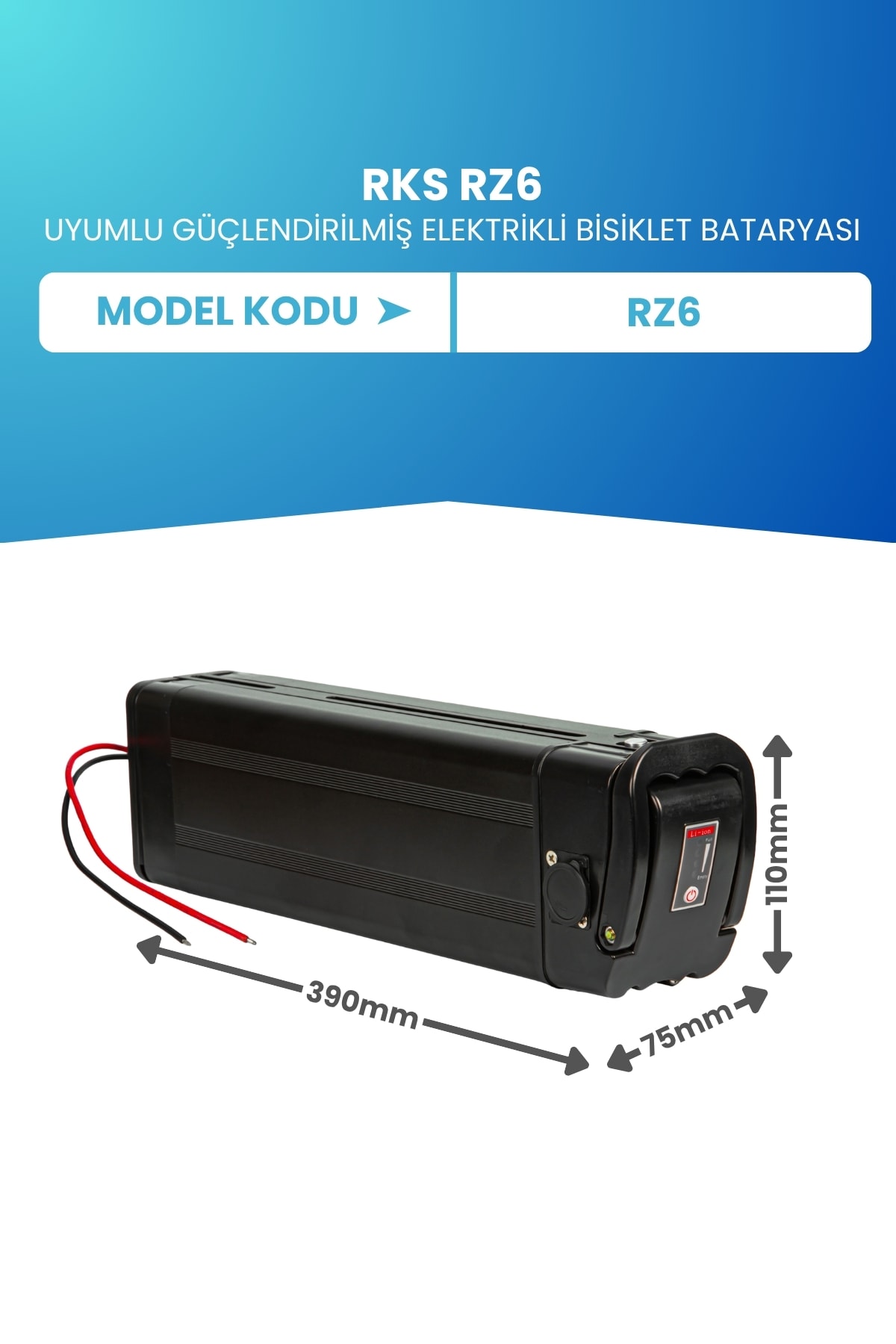 RKS RZ6 Uyumlu Güçlendirilmiş Elektrikli Bisiklet Bataryası