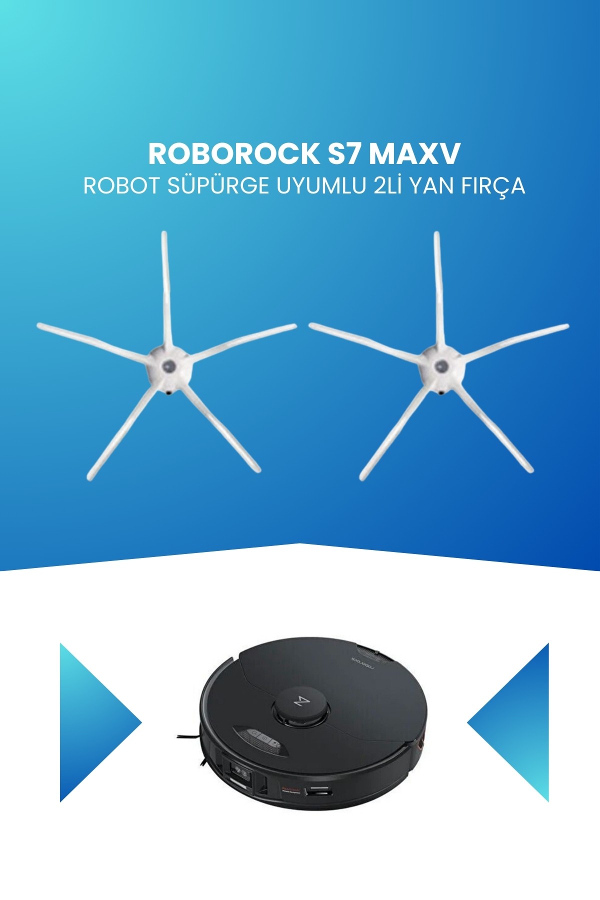 Roborock S7 Maxv Robot Süpürge Uyumlu 2li Yan Fırça