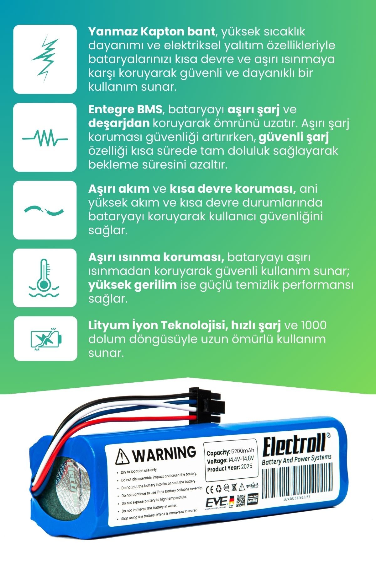 Dreame L10 Uyumlu Batarya (ULTRA YÜKSEK KAPASİTE) 6400mah Pil Robot Süpürge Bataryası Değişimi