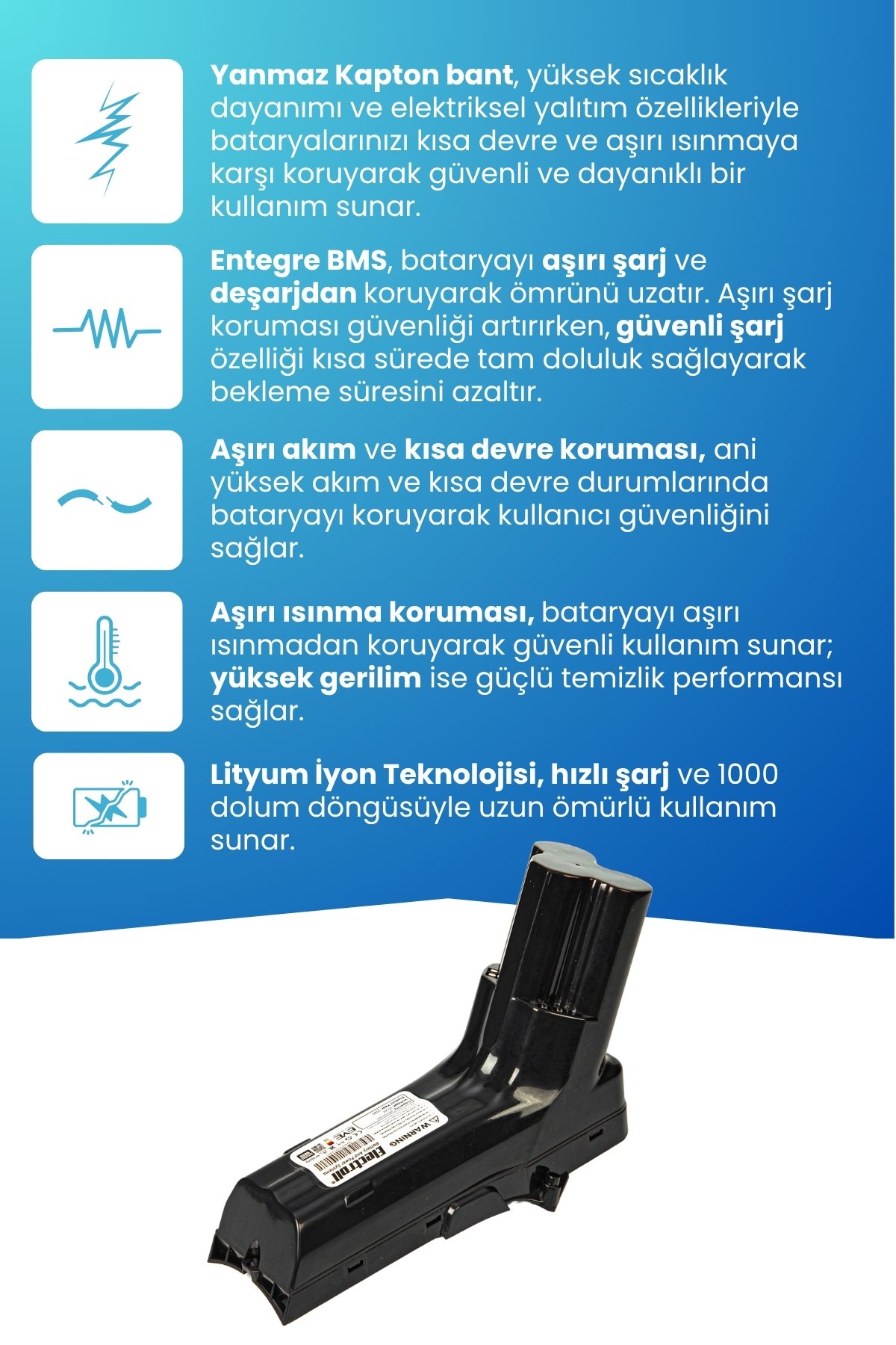 Philips FC6823/01 SpeedPro Max Uyumlu Batarya 25.2 V 2600mah Pil Şarjlı Dikey Süpürge Bataryası