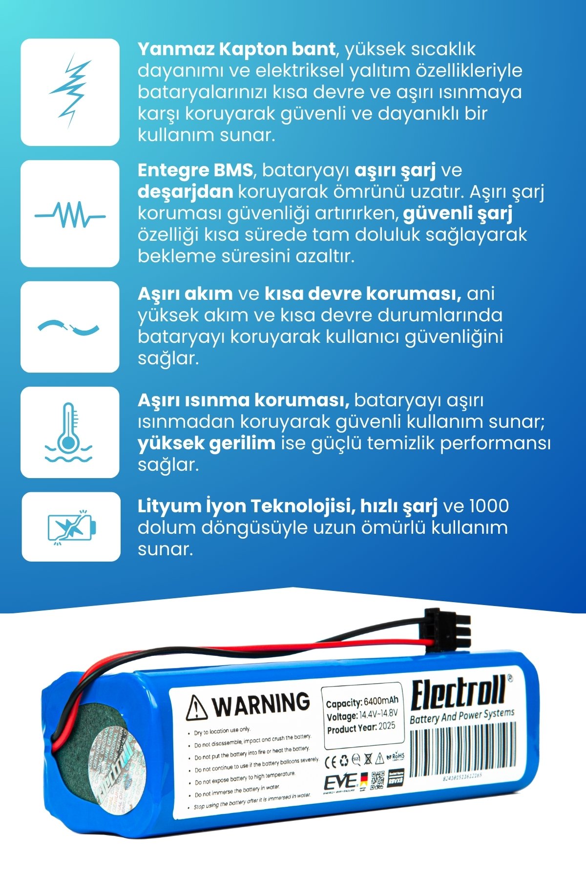 Anker Eufy Robovac X8 Hybrid Batarya (ORJİNAL KAPASİTE) 5200mah Pil Robot Süpürge Batarya Değişimi