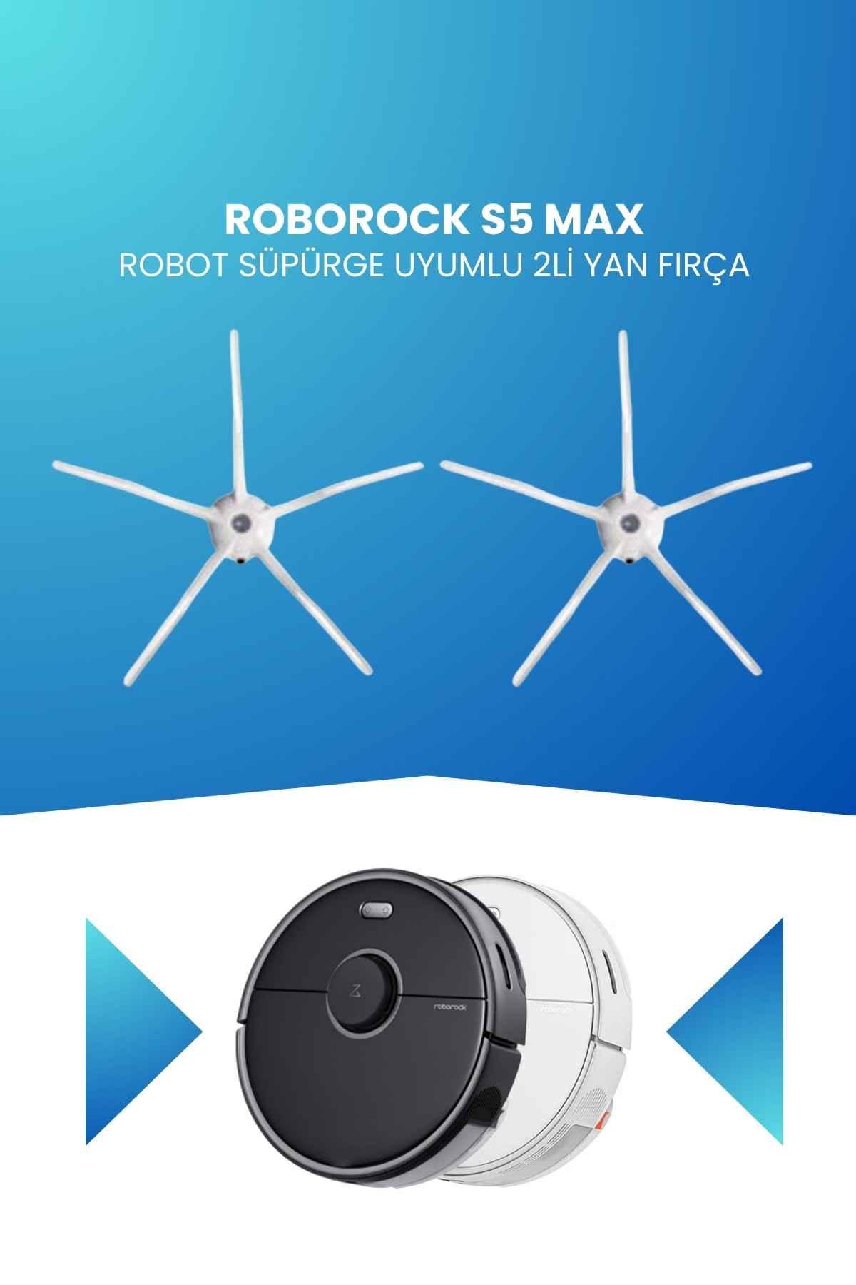 Roborock S5 Max Robot Süpürge Uyumlu 2li Yan Fırça