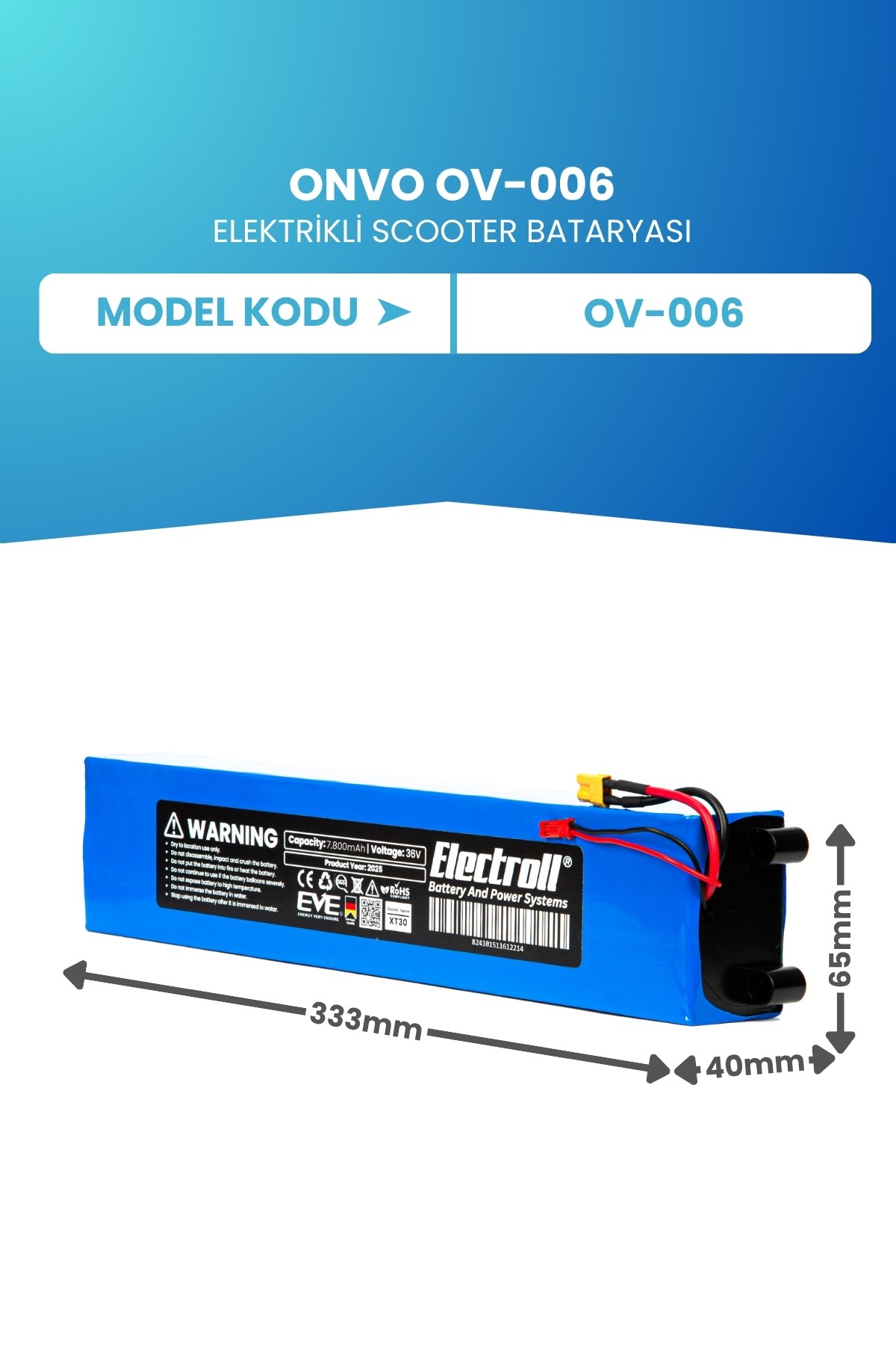 Onvo Ov-006 Uyumlu Batarya (ORİJİNAL KAPASİTE) 36v 7.800mah Elektrikli Scooter Bataryası Değişimi