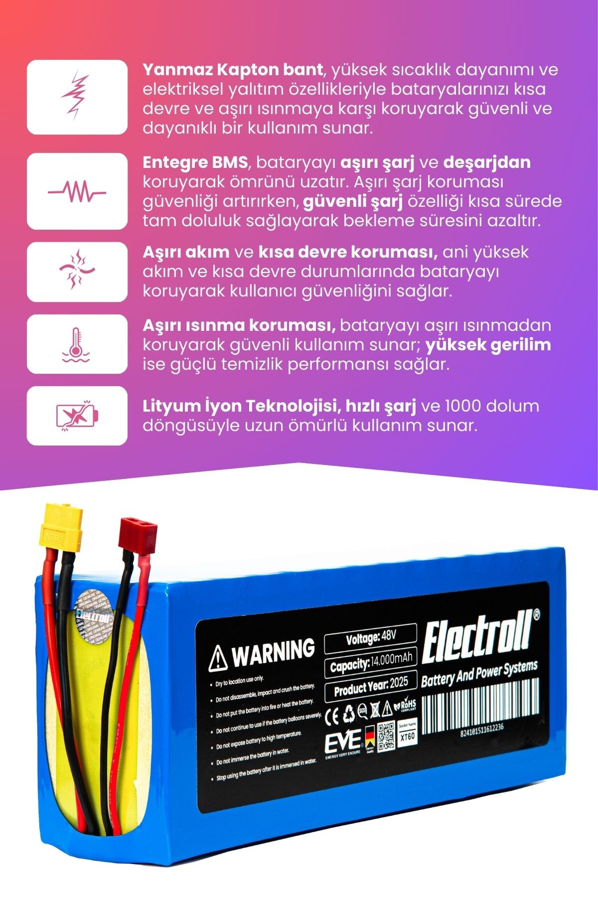 Onvo Ov-011 Batarya (ULTRA YÜKSEK KAPASİTE) 48v 14.000mah Pil Elektrikli Scooter Bataryası Değişimi