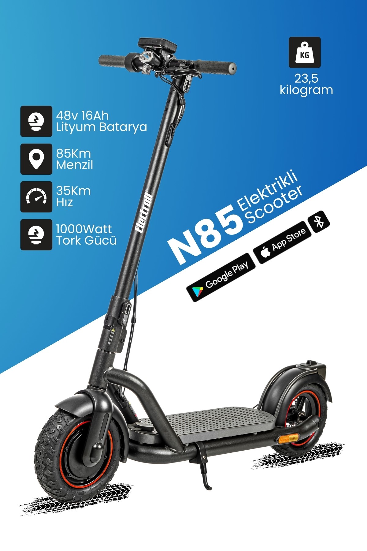 Electroll N85 Elektrikli Scooter Yenilikçi Teknoloji, Zarif Tasarım, Üstün Konfor, Güvenli Sürüş