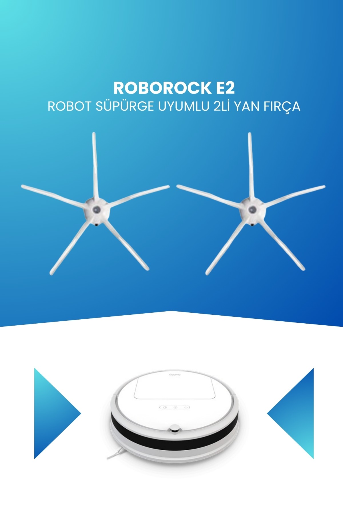 Roborock E2  Robot Süpürge Uyumlu 2li Yan Fırça