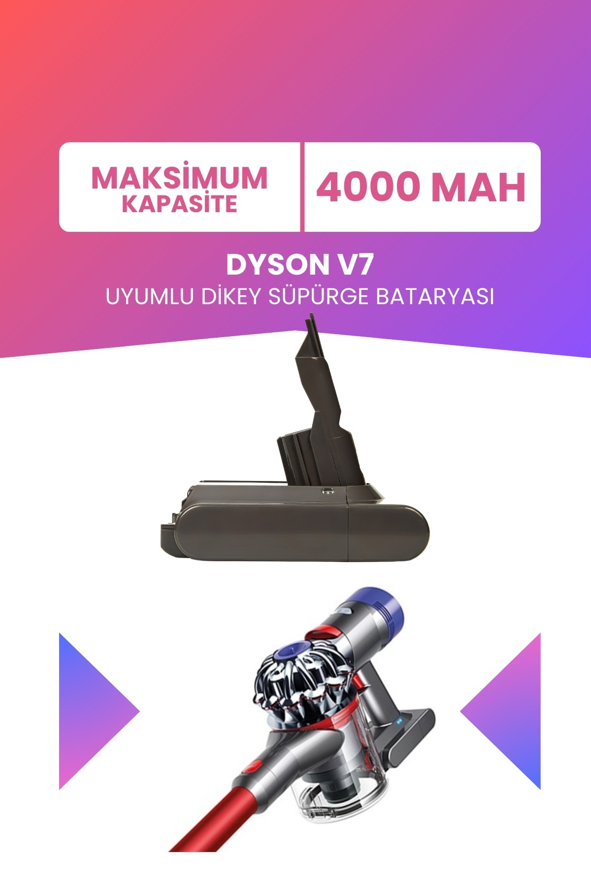 Dyson V7 Uyumlu Batarya SV11 (MAKSİMUM KAPASİTE) 21.6 V 4000mah Dikey Süpürge Bataryası