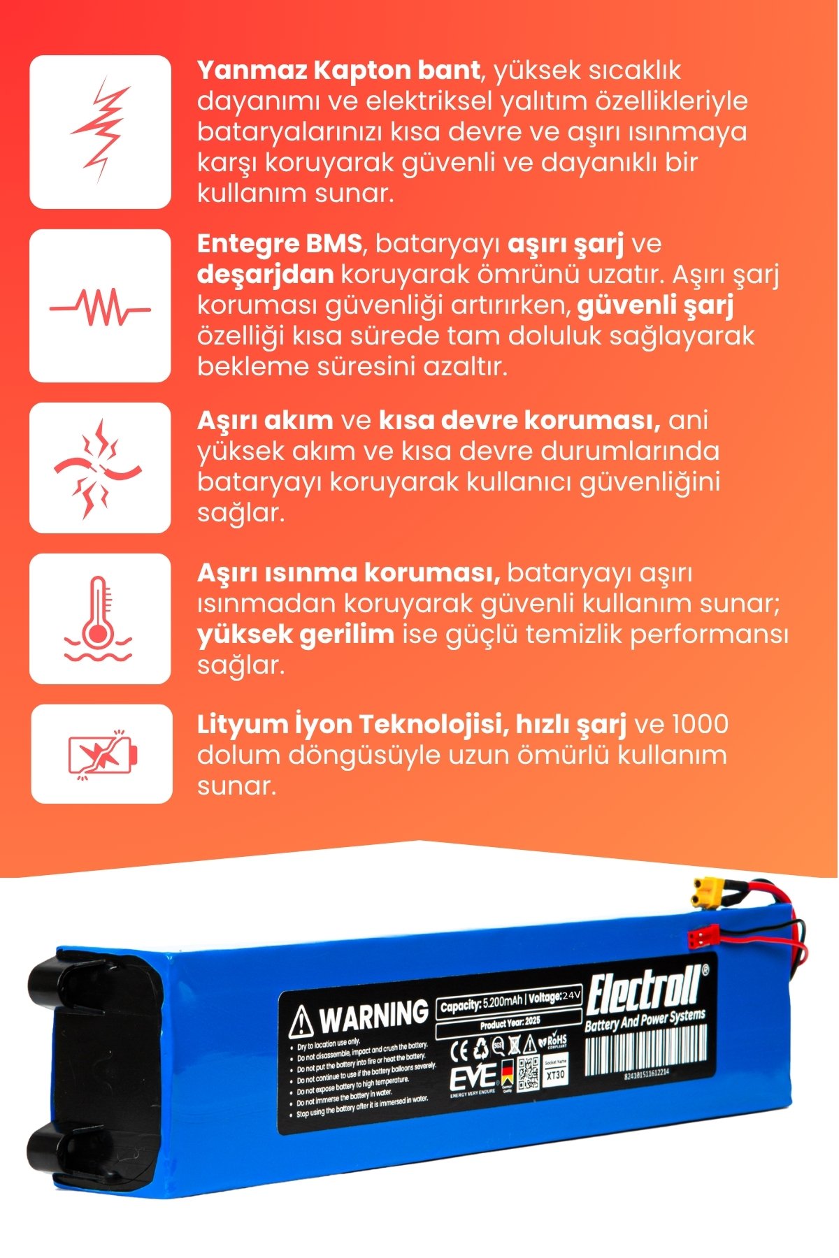 Citymate Mini 250watt Batarya 24v (YÜKSEK KAPASİTE) 5200mah Pil Elektrikli Scooter Bataryası Değişim
