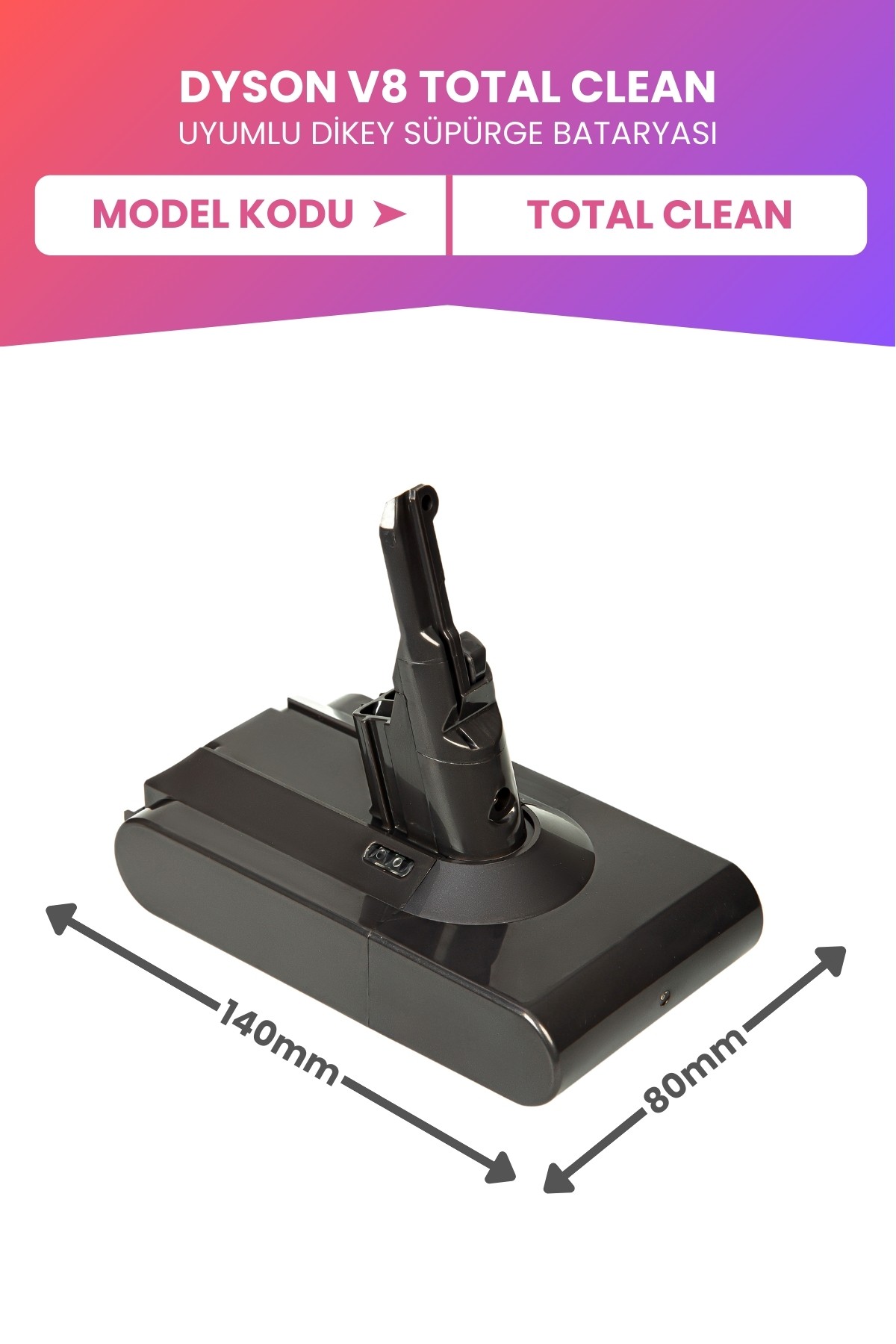 Dyson V8 Total Clean Uyumlu Batarya (MAKSİMUM KAPASİTE) 21.6 V 4000mah Pil Şarjlı Dikey Süpürge Bataryası