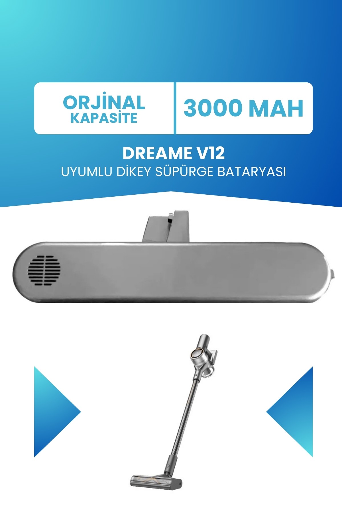 Dreame V12 Uyumlu Batarya (STANDART KAPASİTE) 25.2 V 3000mah Pil Şarjlı Dikey Süpürge Bataryası