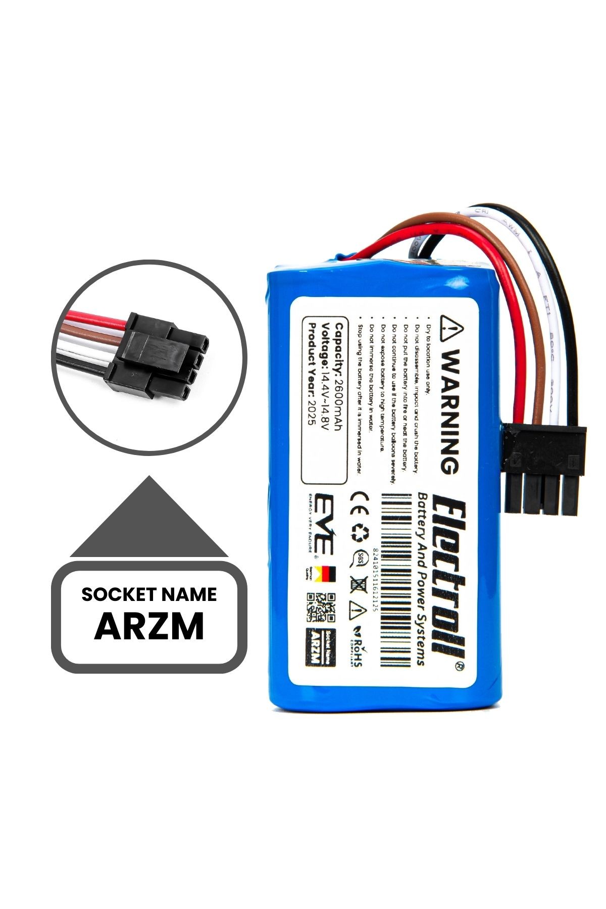 Arzum Robotek X2 Ar4301 Uyumlu Batarya (ORJİNAL KAPASİTE) 2600mah Pil Akıllı Robot Süpürge Bataryası