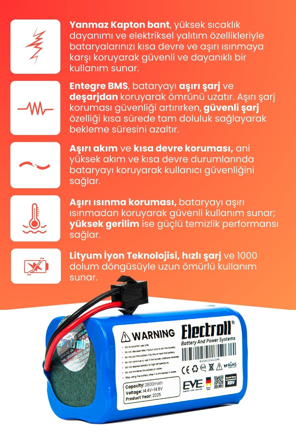 WİAMİ FX-8 Uyumlu Batarya (YÜKSEK KAPASİTE) 2800mah Pil Robot Süpürge Batarya Değişimi