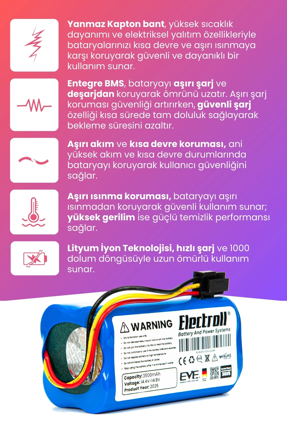 360 S7 Batarya (MAKSİMUM KAPASİTE) 3500mah Pil Akıllı Robot Süpürge Batarya Değişimi