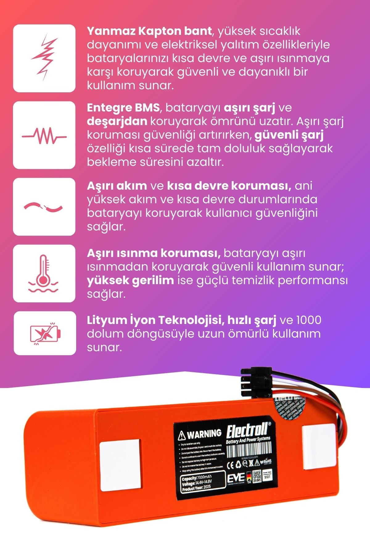 Xiaomi Mi Robot Vacuum S10t Batarya (MAKSİMUM KAPASİTE) 7000mah Robot Süpürge Pil Stfcr01sz