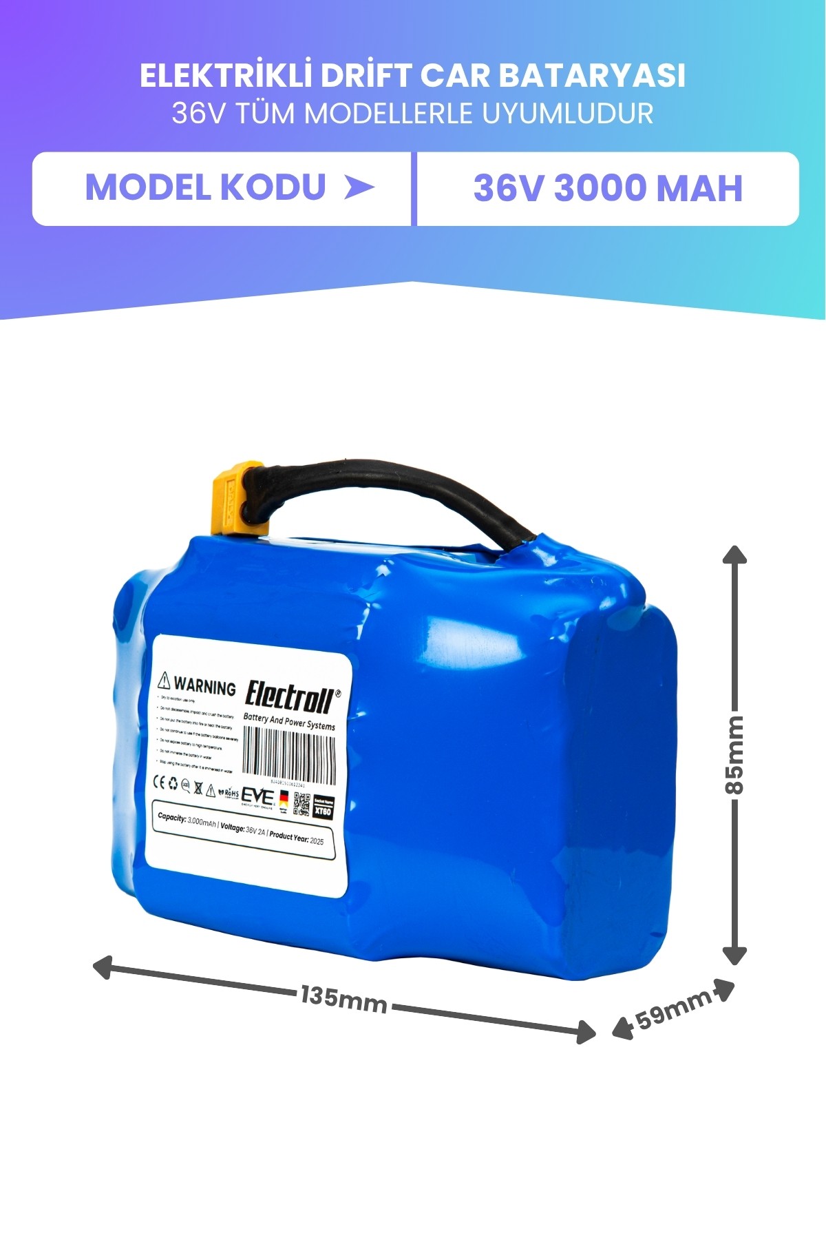 Drift Car Bataryası 36v 3.000mah (EKO KAPASİTE) Güçlendirilmiş Batarya