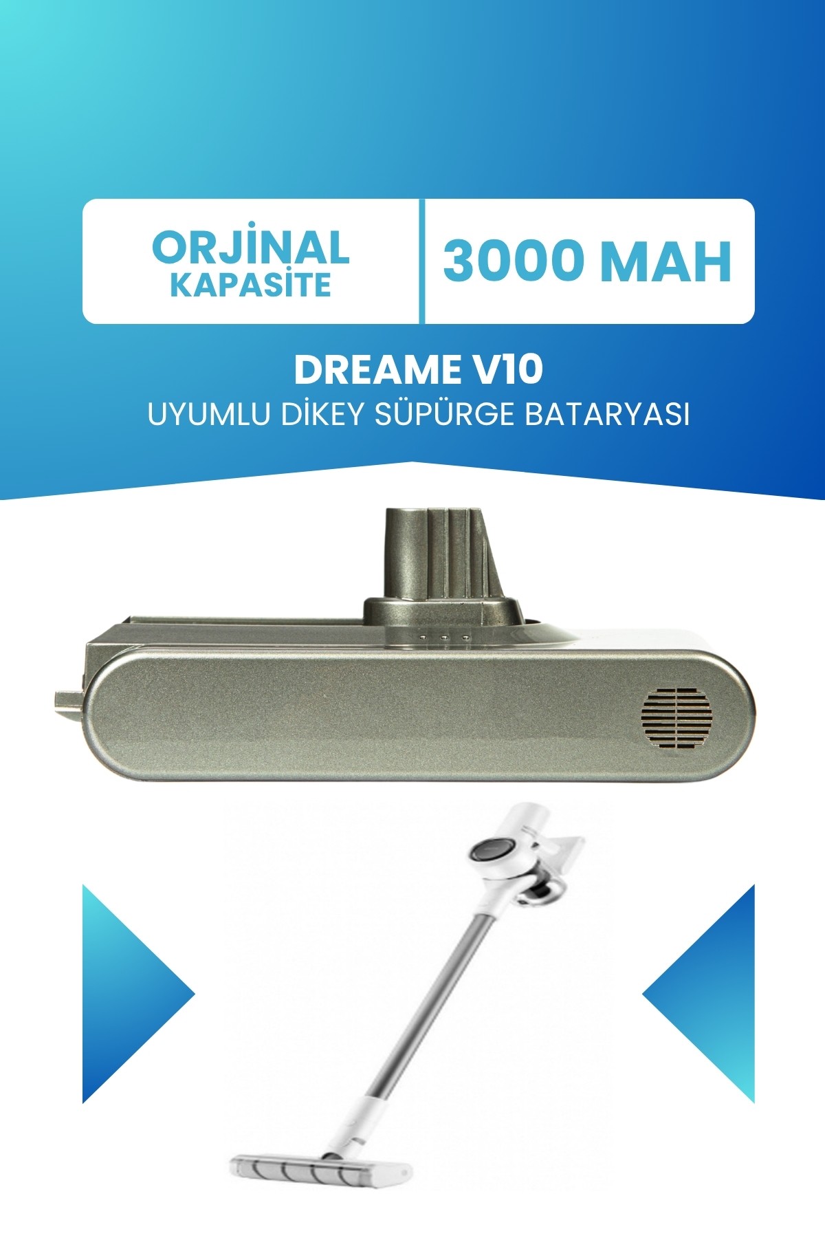 Dreame V10 Uyumlu Batarya 25.2 V 3000mah Pil Şarjlı Dikey Süpürge Bataryası