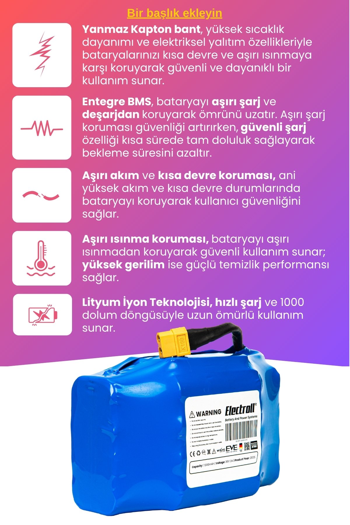 Drift Car Bataryası 36v 7.000mah (MEGA KAPASİTE) Güçlendirilmiş Batarya