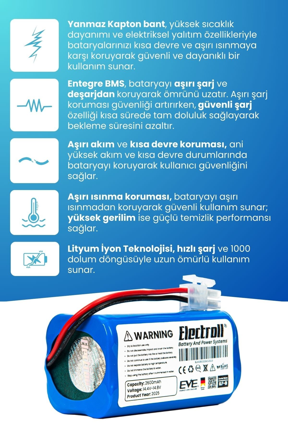 Ilife A9S Uyumlu Batarya (ORJİNAL KAPASİTE) 2600mah Pil Robot Süpürge Batarya Değişimi