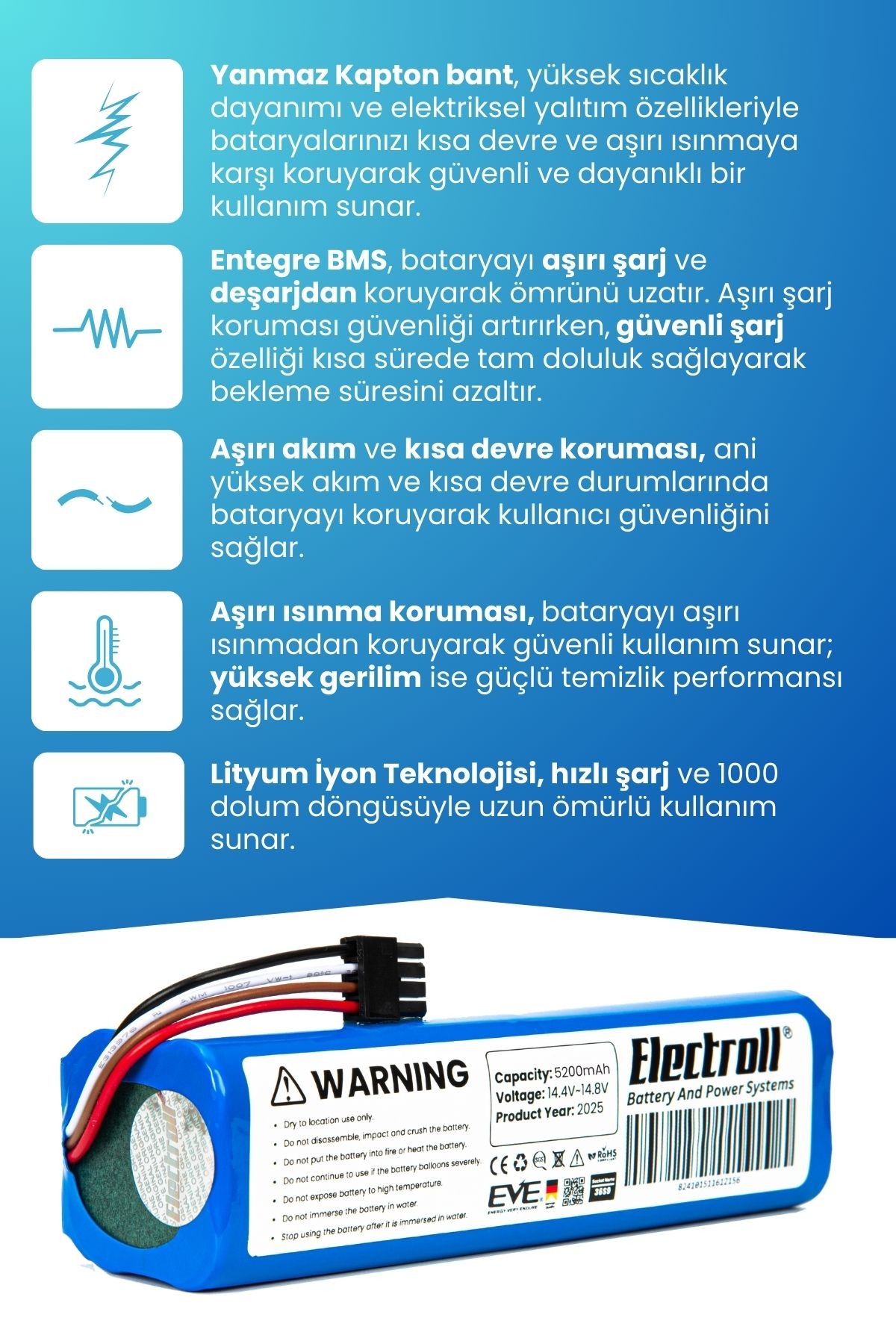 Anker Eufy Robovac L70 Hybrid Batarya (ORJİNAL KAPASİTE) 5.200mah Pil Robot Süpürge Batarya Değişimi