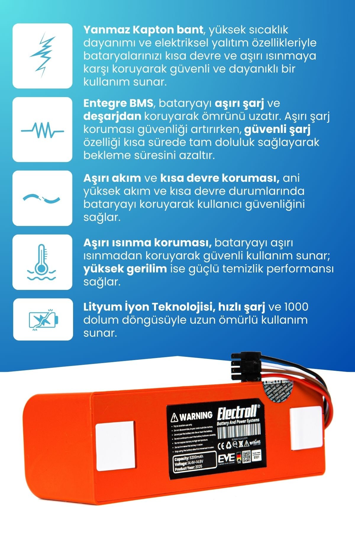 Xiaomi Mi Robot Vacuum S10t Uyumlu Batarya (ORJİNAL KAPASİTE) 5200mah Robot Süpürge Pil Stfcr01sz