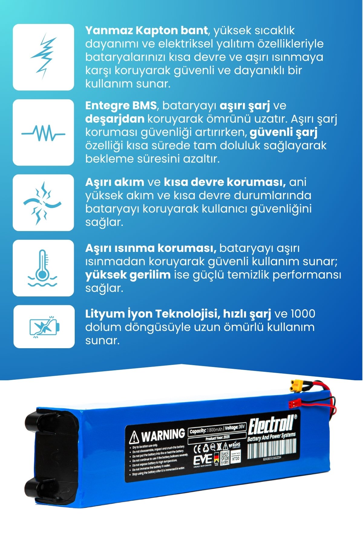Lenovo M2 Uyumlu Batarya (STANDART KAPASİTE) 36v 7.800mah Elektrikli Scooter Bataryası Değişimi