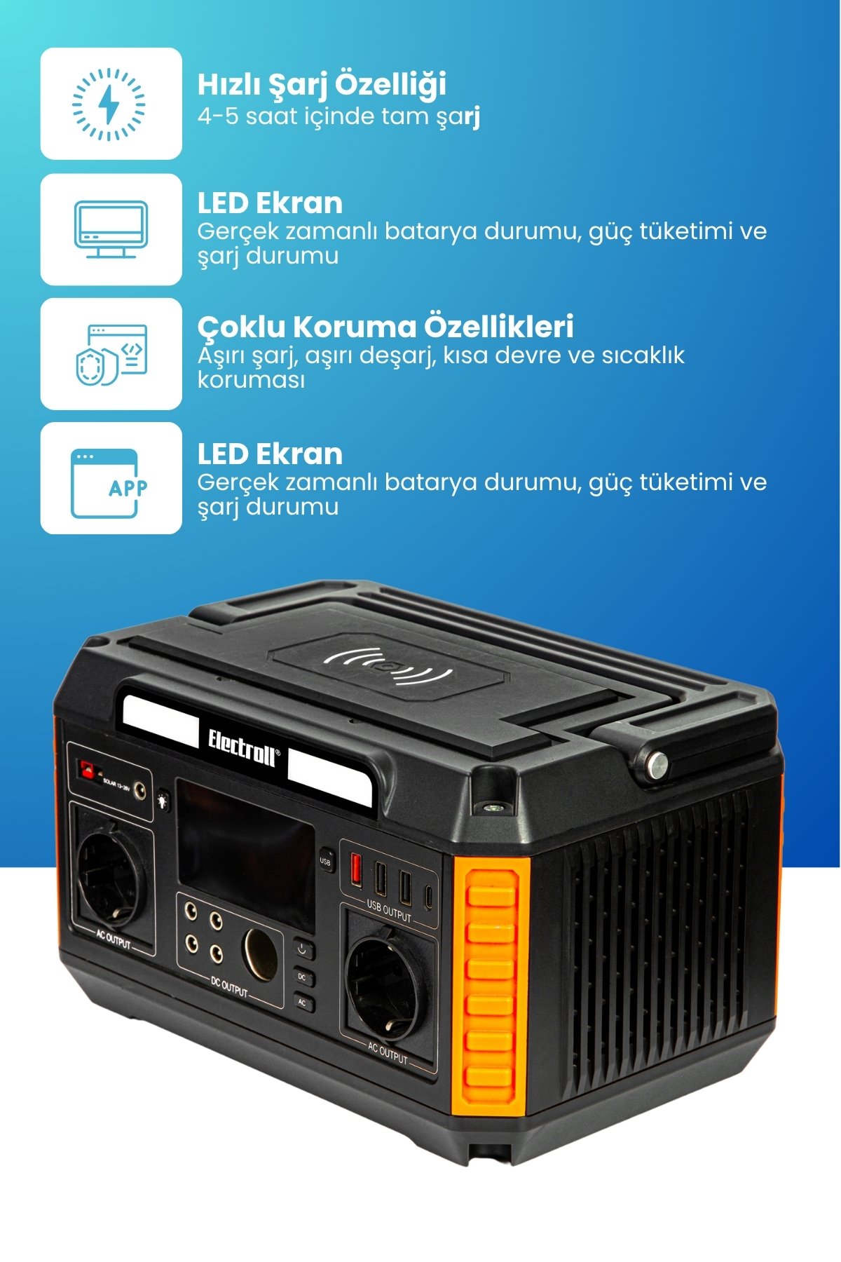 600w 512wh Akıllı Bms Lityum Güneş Enerjili Taşınabilir Güç Depolama İstasyonu