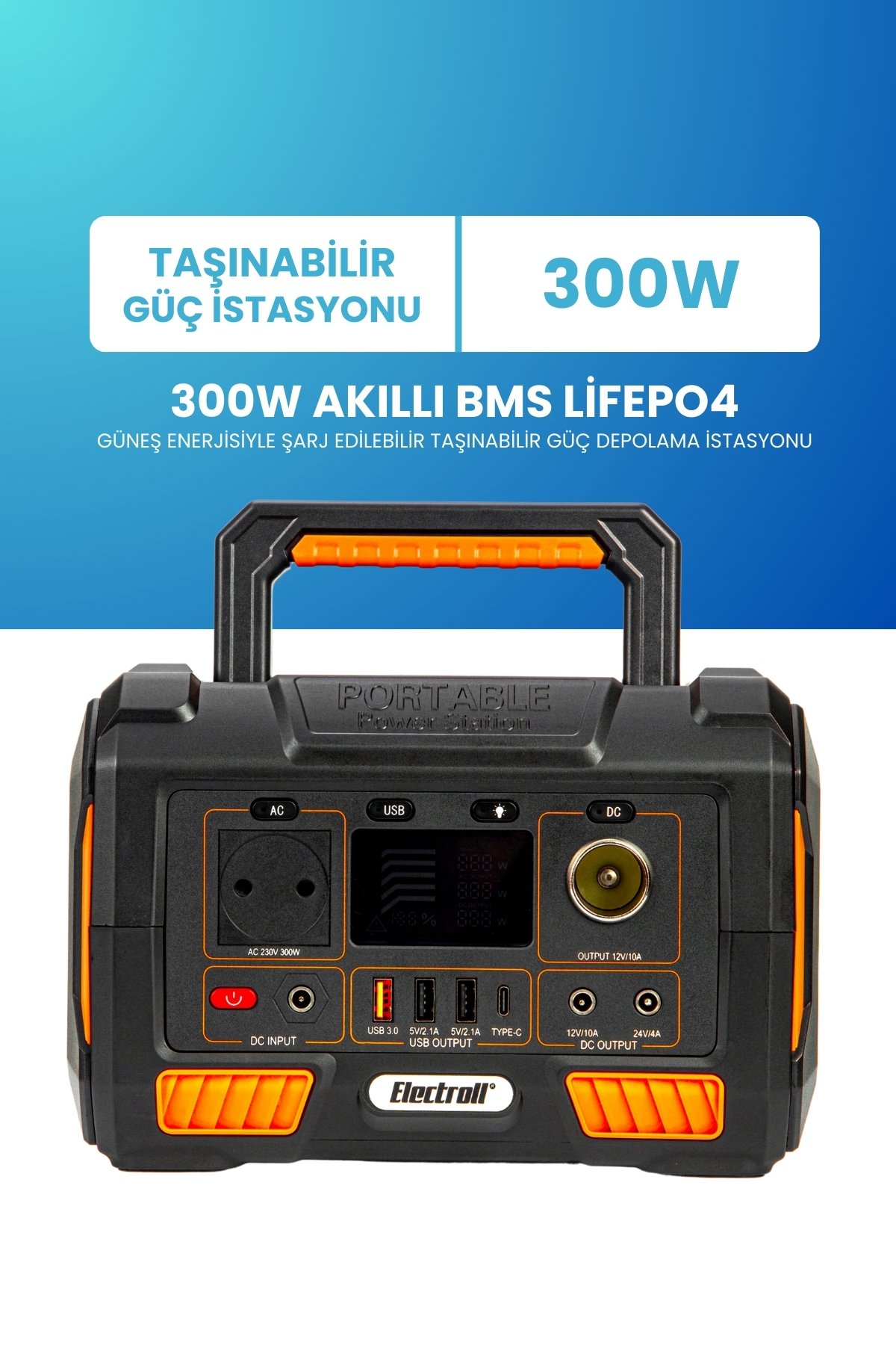 300W Akıllı BMS LiFePO4 Güneş Enerjili Taşınabilir Güç Depolama İstasyonu