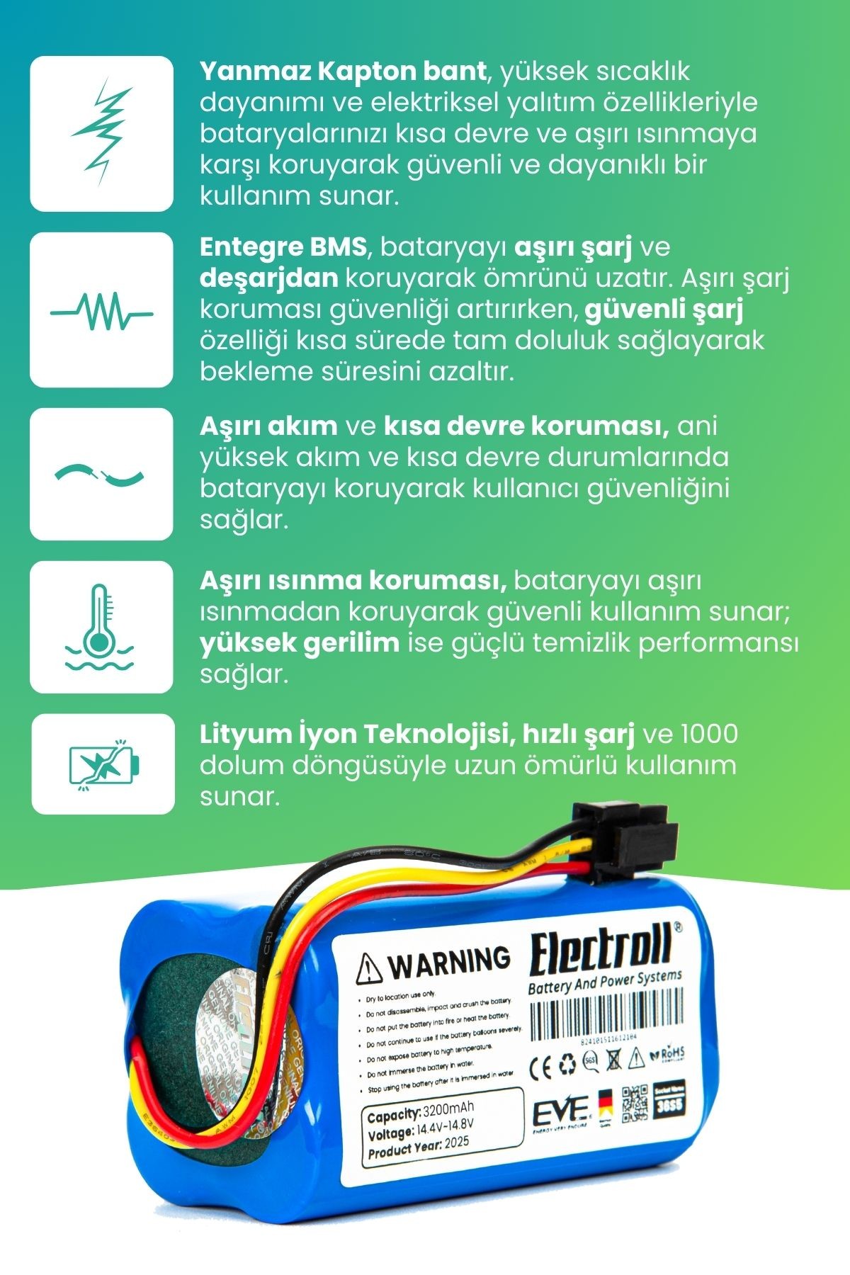 360 S7 Batarya (ULTRA YÜKSEK KAPASİTE) 3200mah Pil Akıllı Robot Süpürge Batarya Değişimi