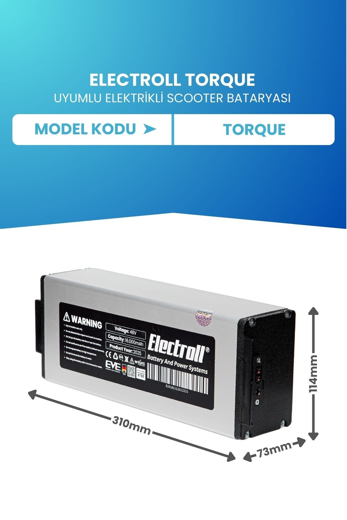 Torque Batarya 48v 16.000mah Elektrikli Scooter Bataryası Değişimi