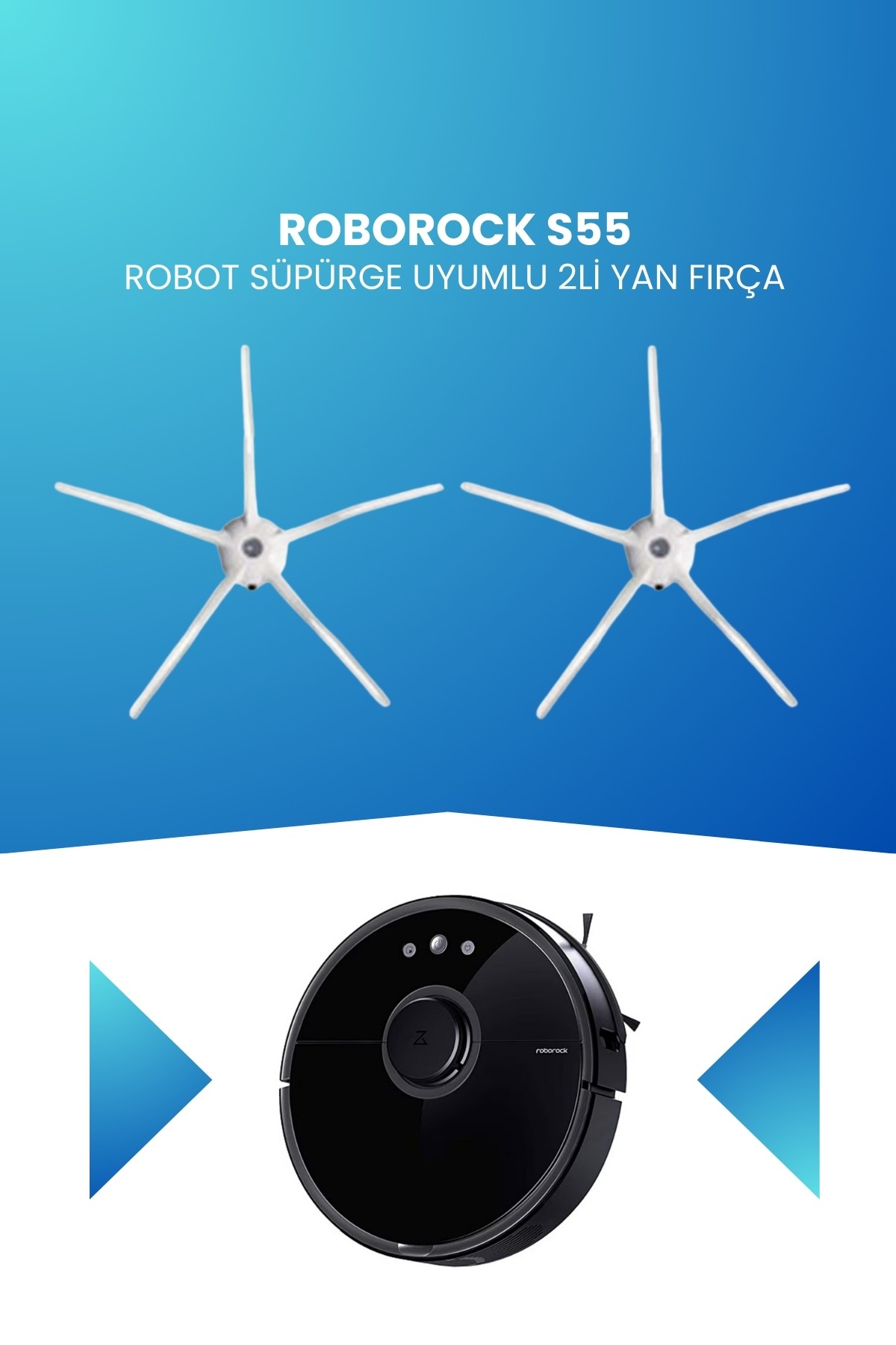 Roborock S55 Robot Süpürge Uyumlu 2li Yan Fırça