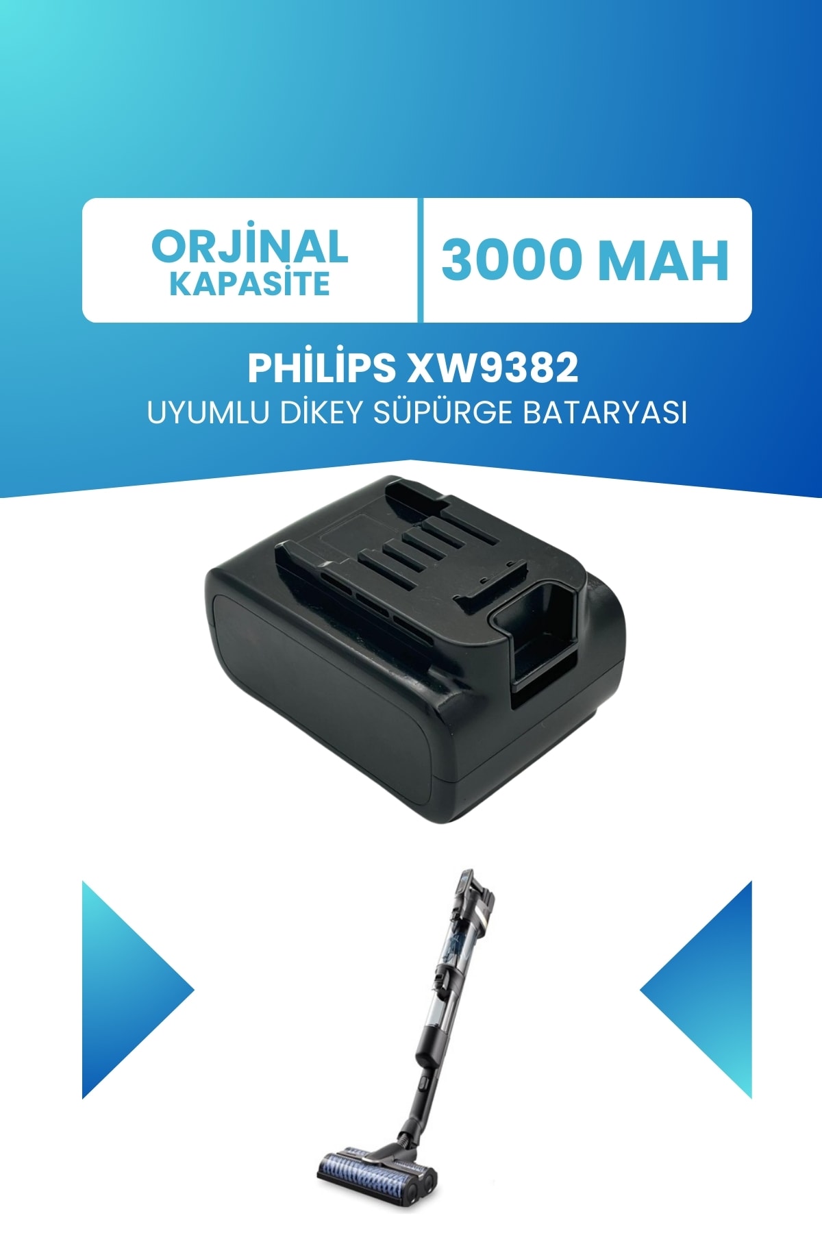 Philips XW9382 Uyumlu Batarya (STANDART KAPASİTE) 25.2 V 3000mah Pil Şarjlı Dikey Süpürge Bataryası Tamir, Revizyon ve Pil Yenileme