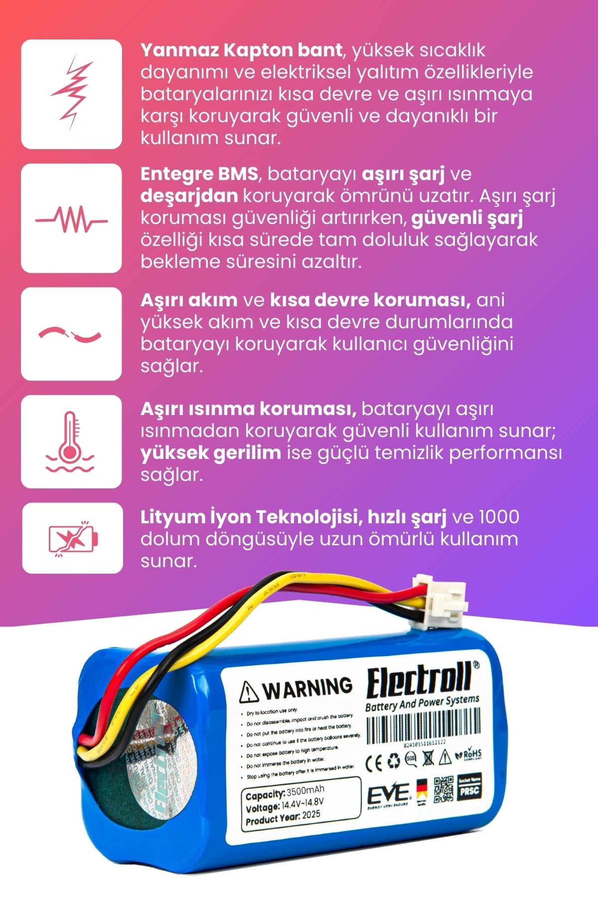 Alex Laser 1281h Uyumlu Batarya (MAKSİMUM KAPASİTE) 3500mah Pil Robot Süpürge Bataryası Değişimi