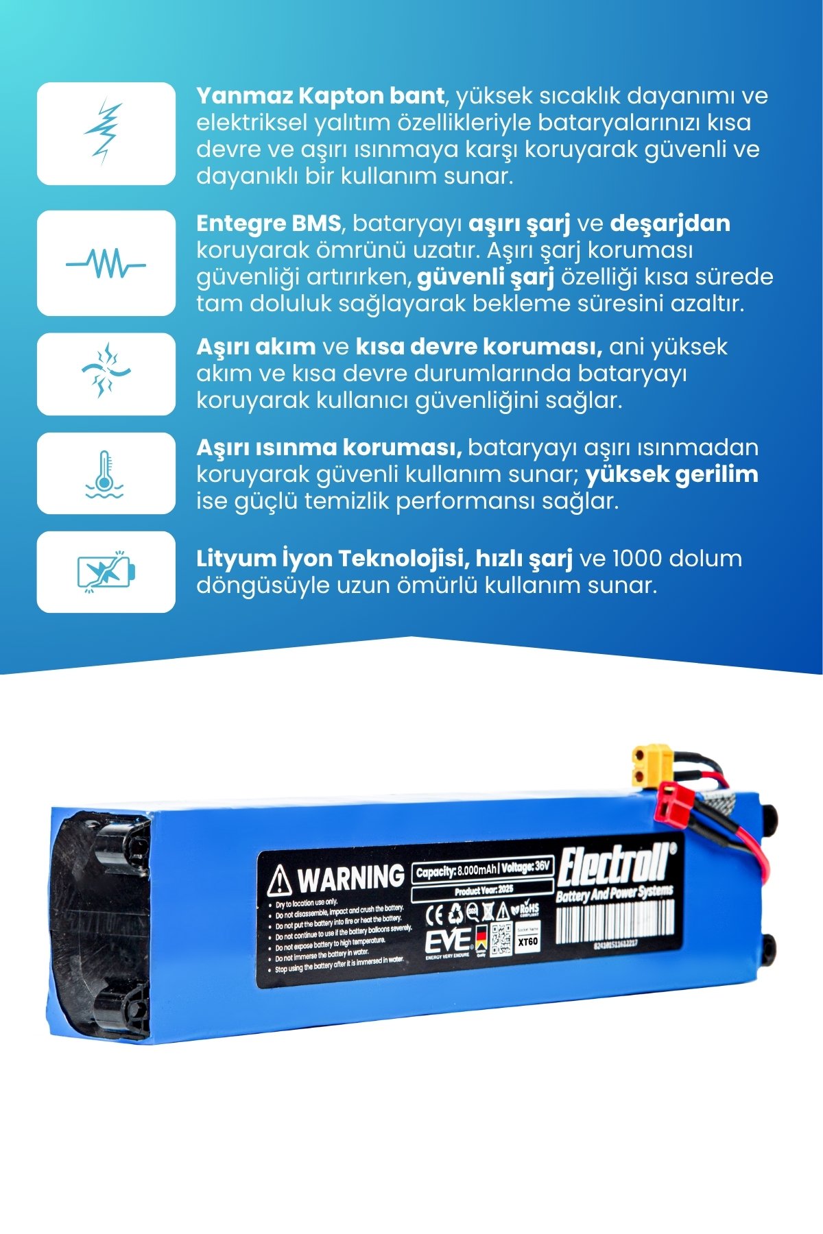 Onvo Ov-007 Uyumlu Batarya (ORJİNAL KAPASİTE) 36v 8000mah Pil Elektrikli Scooter Bataryası Değişimi