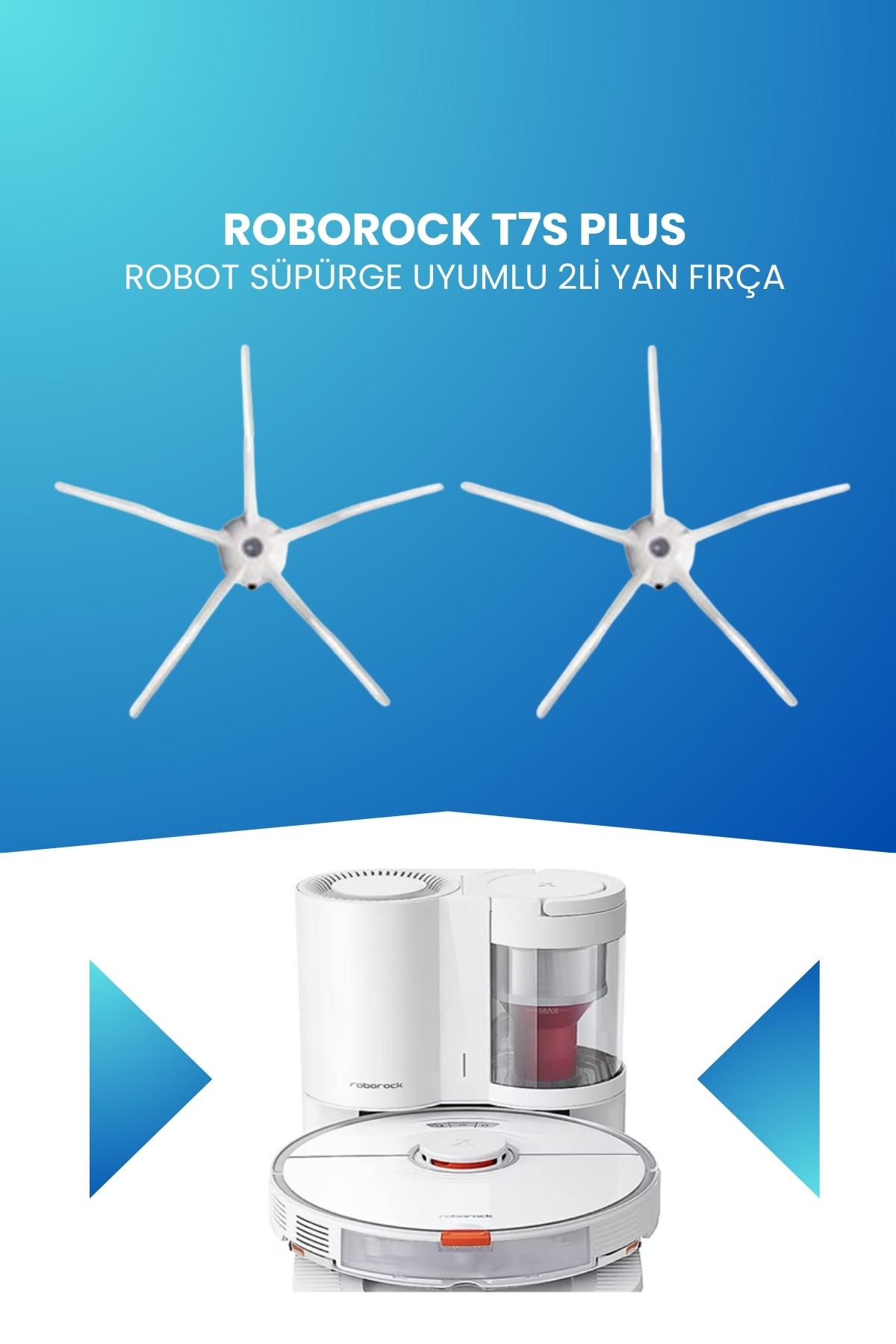 Roborock T7S Plus Robot Süpürge Uyumlu 2li Yan Fırça