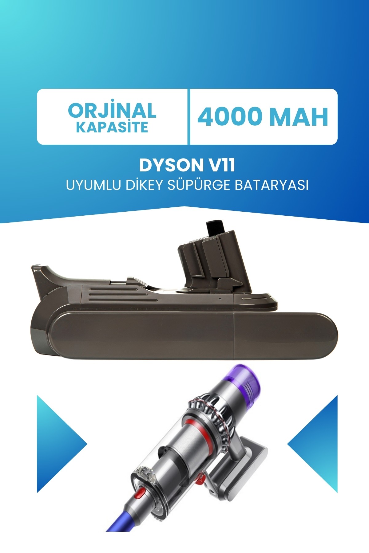 Dyson V11 Uyumlu Batarya (ORJİNAL KAPASİTE) 25.2v 4000mah Pil Dikey Süpürge Bataryası