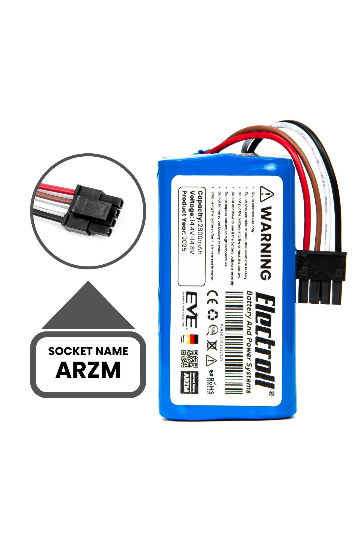 Arzum Robotek X2 AR4301 Uyumlu Batarya (YÜKSEK KAPASİTE) 2800mah Pil Akıllı Robot Süpürge Bataryası