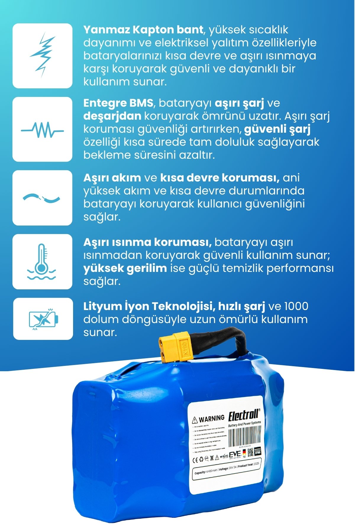 Drift Car Bataryası 36v 4.400mah (STANDART KAPASİTE) Güçlendirilmiş Batarya