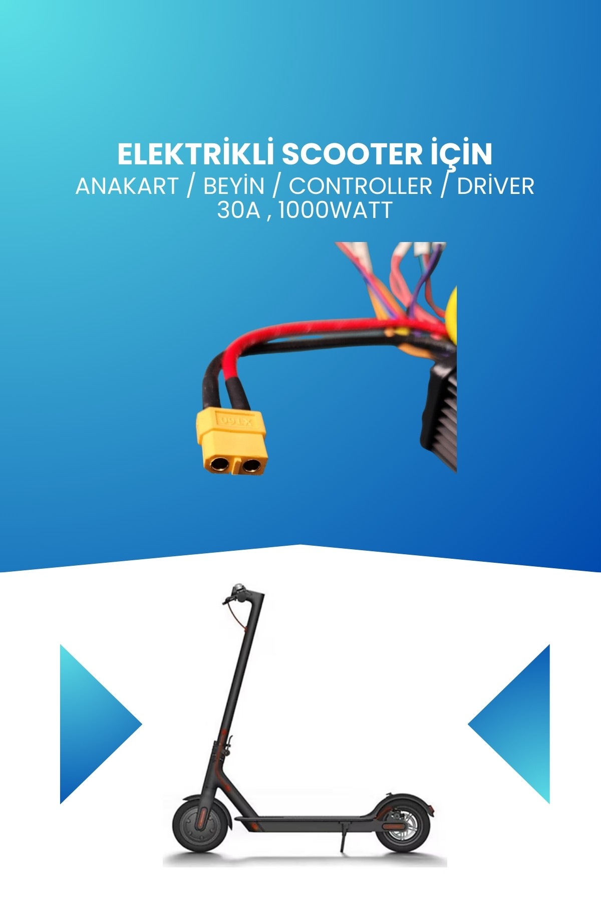 Elektrikli Scooter İçin Anakart / Beyin / Controller / Driver 30A , 1000watt
