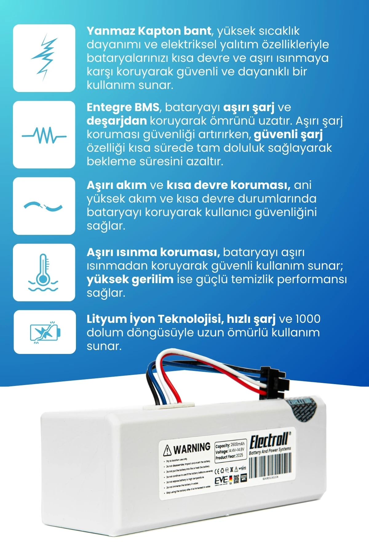 Xiaomi Mijia 1c Robot Vacuum Mop P1904-4s1p-mm Batarya 2600mah Kapasite Robot Süpürge Pili