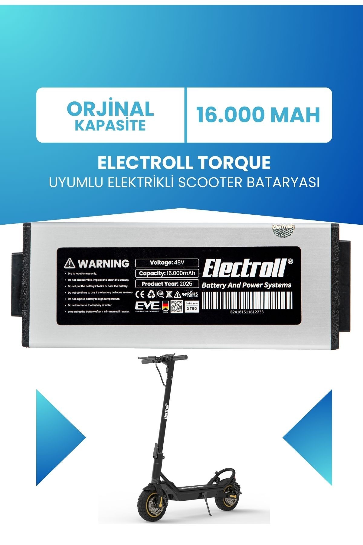 Torque Batarya 48v 16.000mah Elektrikli Scooter Bataryası Değişimi