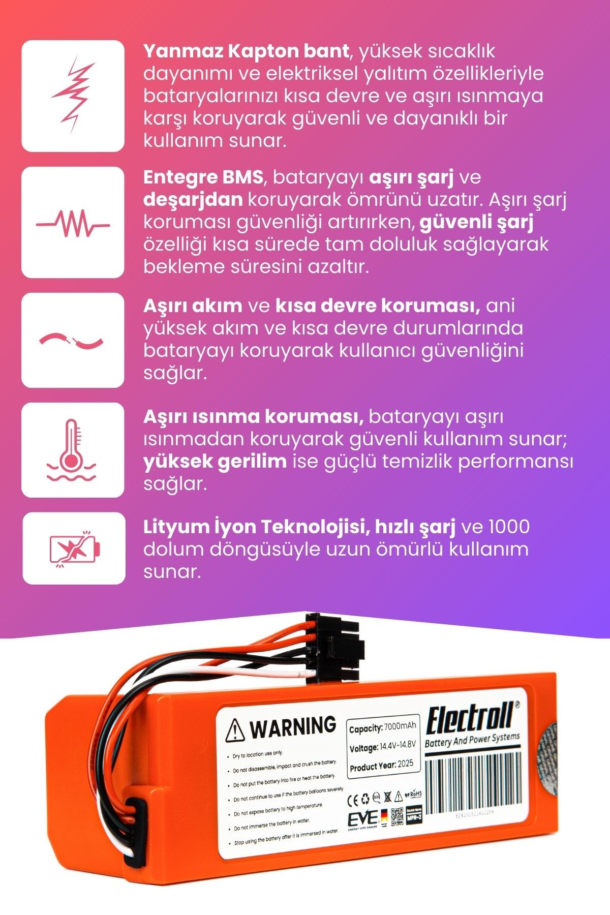 Xiaomi Mop 2 Pro Batarya Mjst1shw (MAKSİMUM KAPASİTE) 7000mah Robot Süpürge Batarya