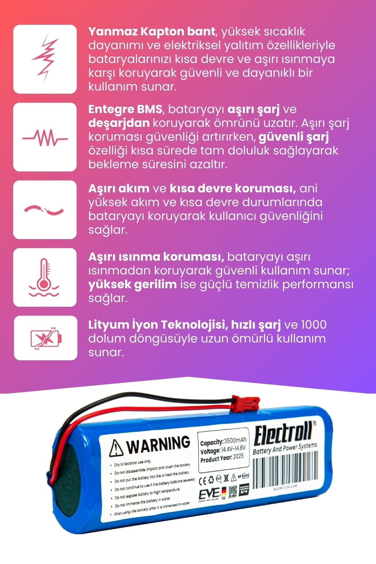 Ilife V3s Pro Uyumlu Batarya (MAKSİMUM KAPASİTE) 3500mah Pil Robot Süpürge Bataryası Değişimi