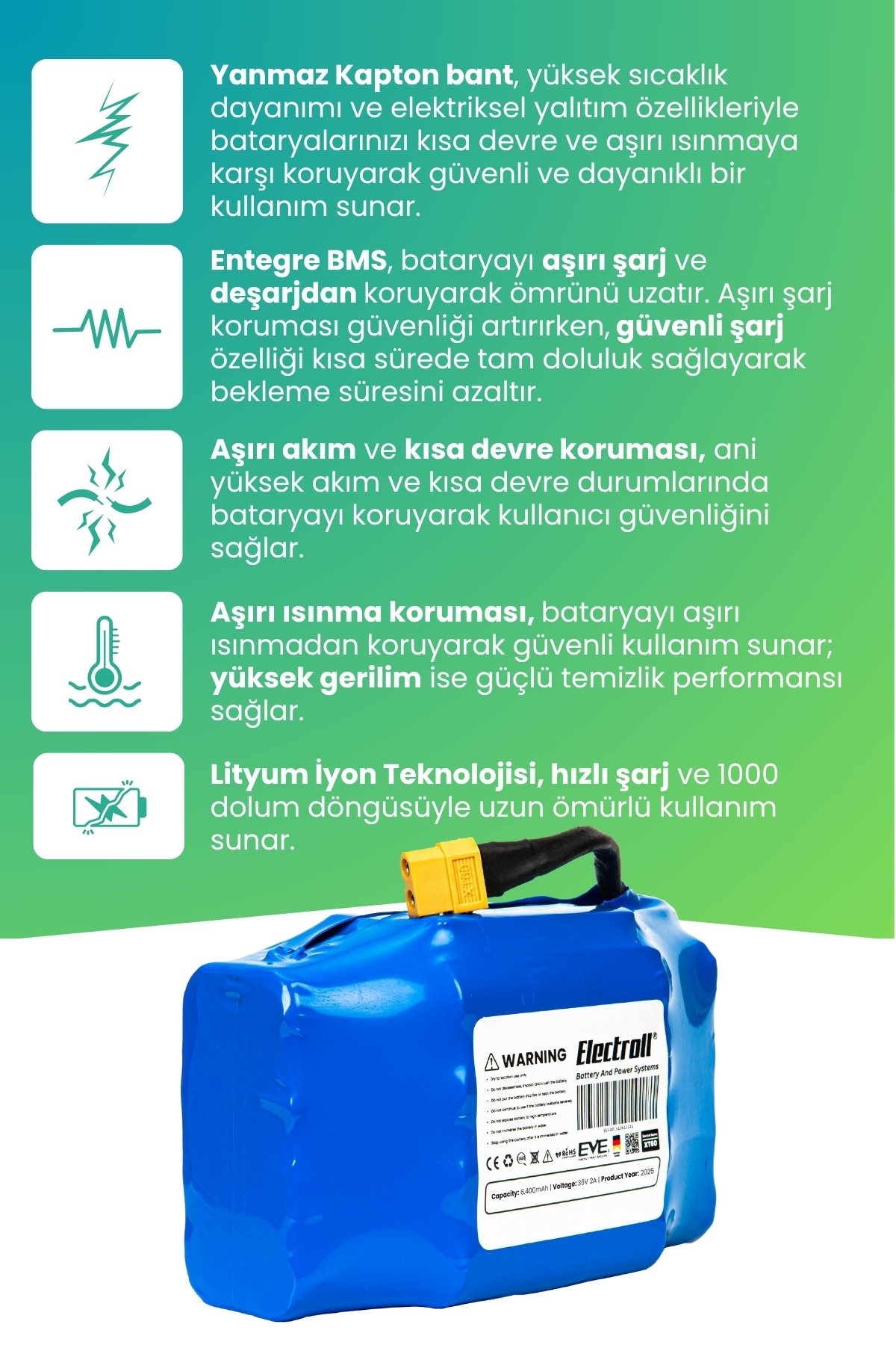 Drift Car Bataryası 36v 6.400mah (ULTRA YÜKSEK KAPASİTE) Güçlendirilmiş Batarya