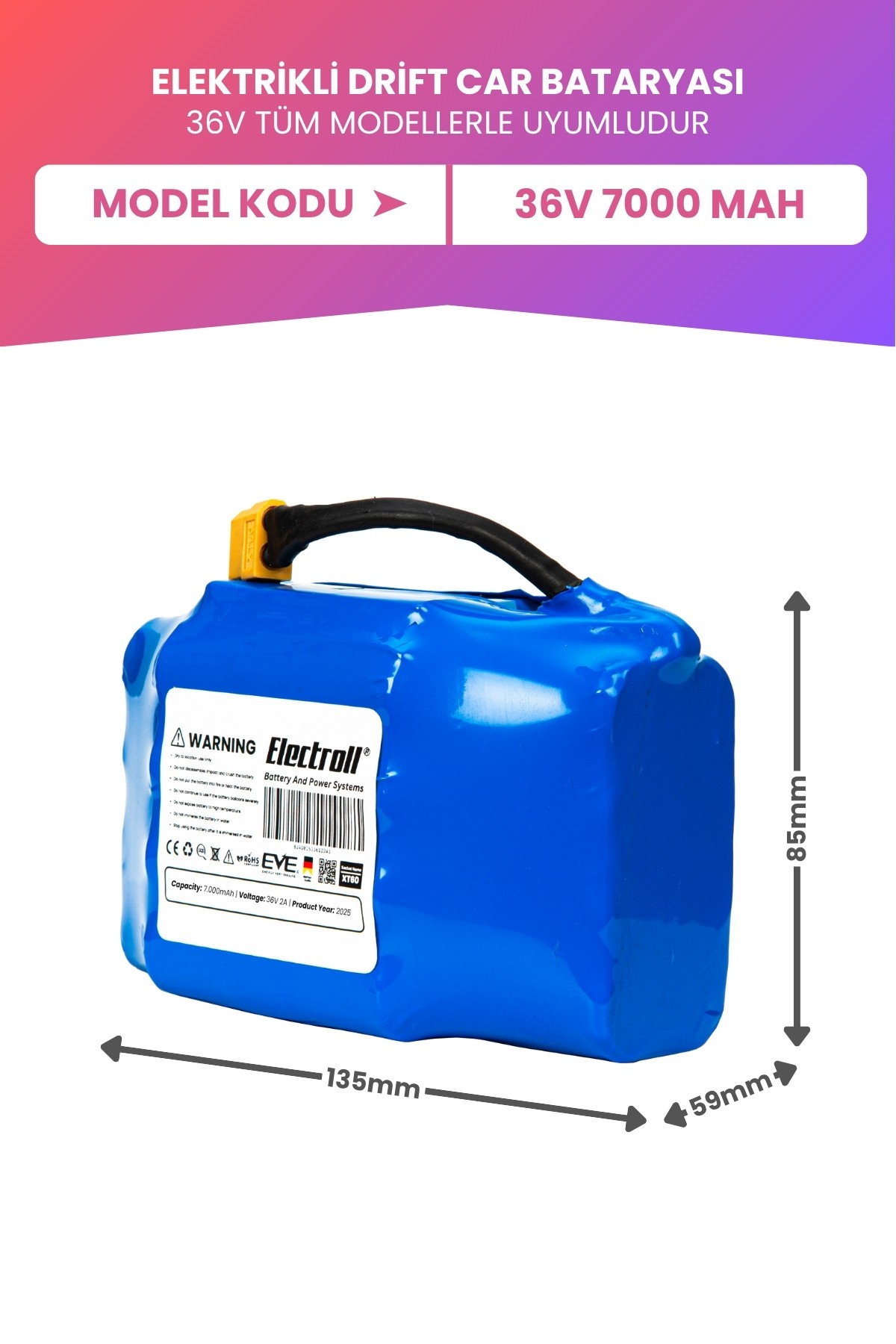 Drift Car Bataryası 36v 7.000mah (MEGA KAPASİTE) Güçlendirilmiş Batarya
